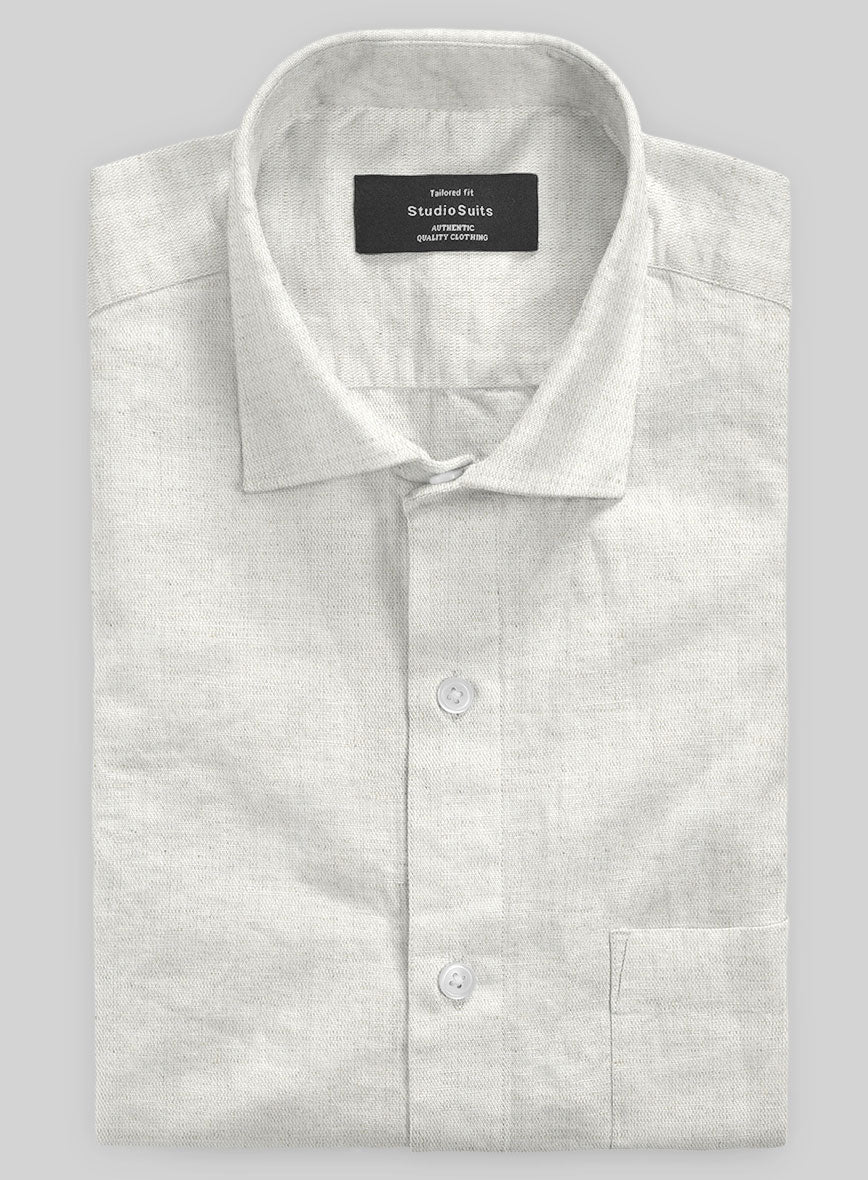 Washed Barn Beige Cotton Linen Shirt - Image 2