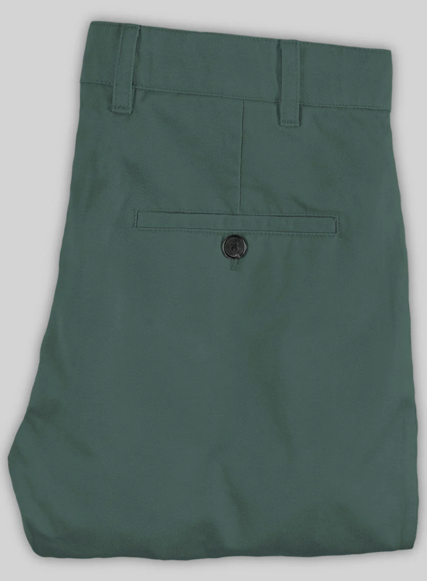 Washed Gallo Green Cotton Stretch Chino Pants - Image 2