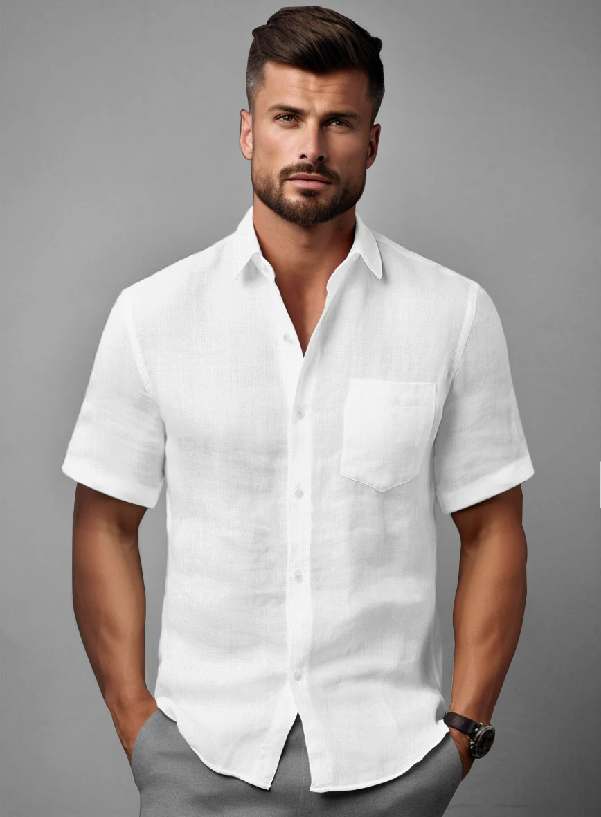 Washed White Linen Shirt - Image 3
