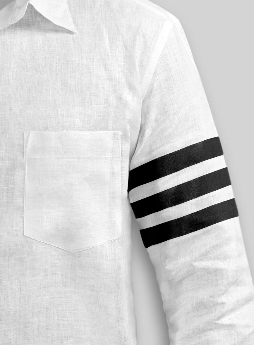 White And Black Bar Linen Shirt - Image 3