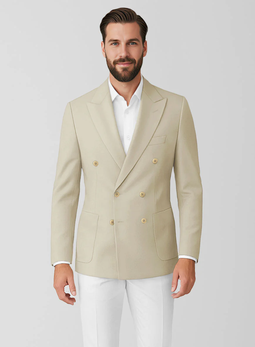 White Army Khaki Cotton Double Breasted Suit - Image 3