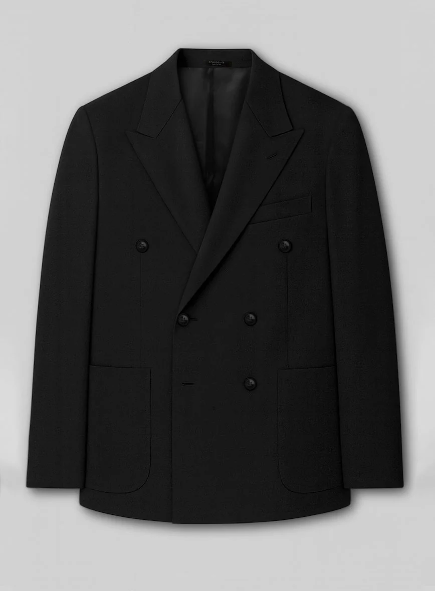 White Black Cotton Double Breasted Suit - Image 2