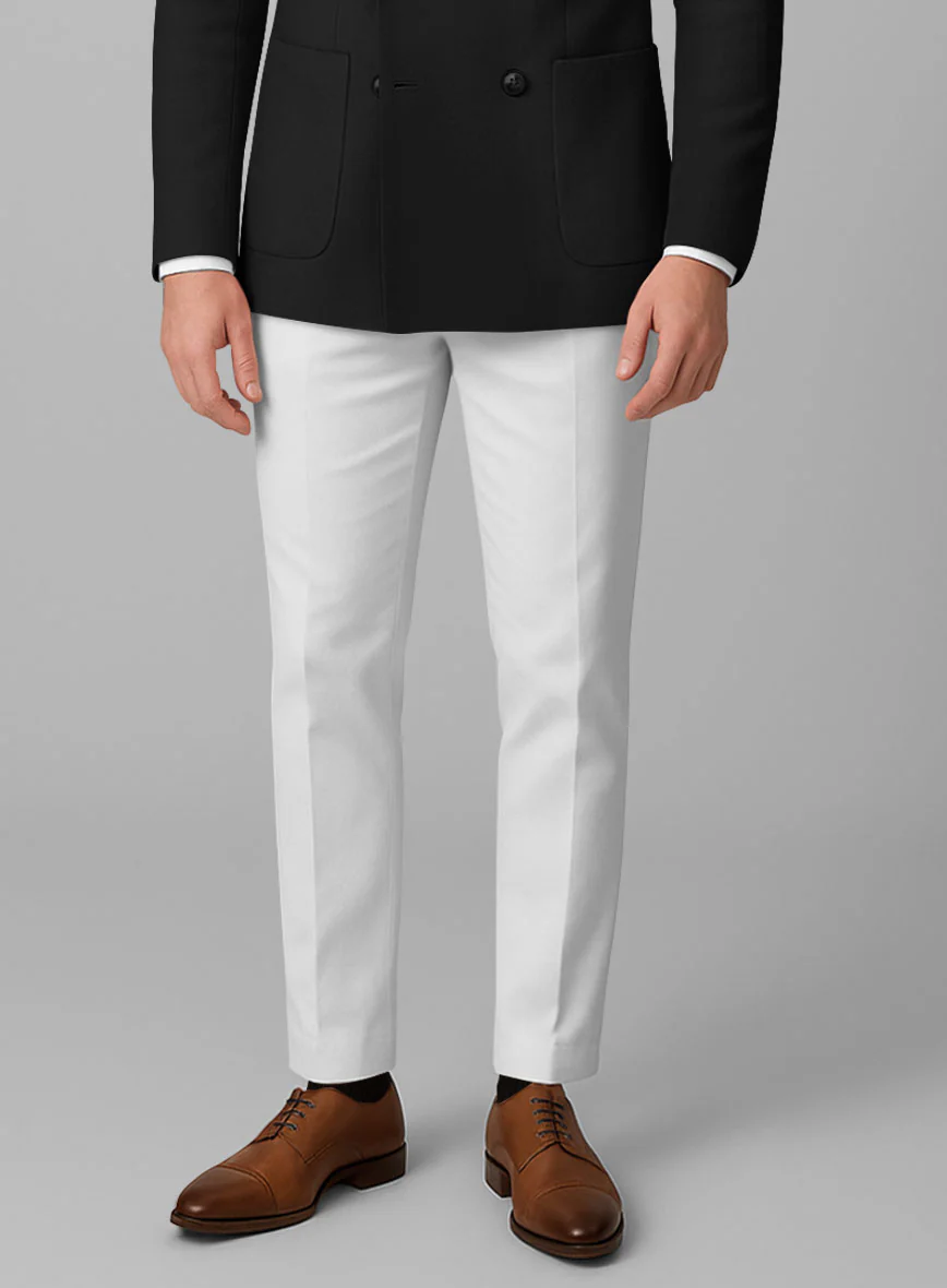 White Black Cotton Double Breasted Suit - Image 4