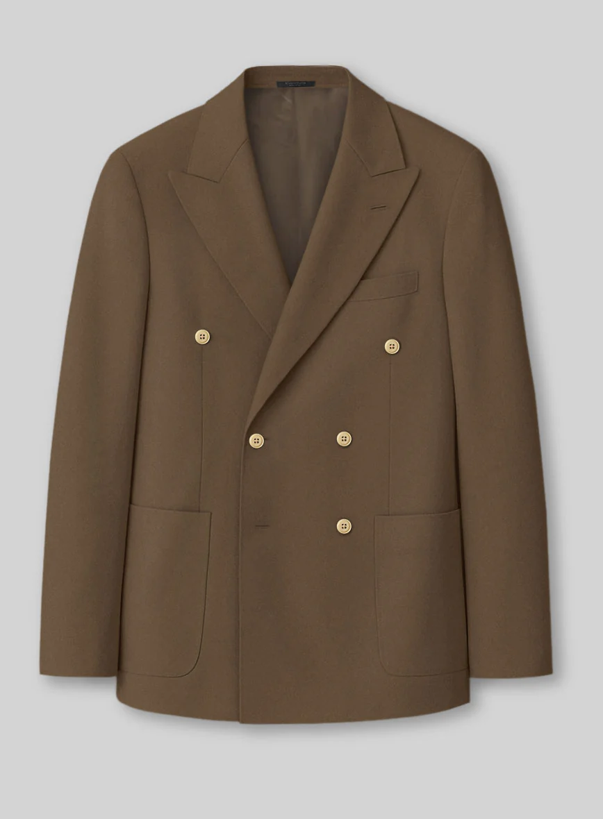 White Brown Cotton Double Breasted Suit - Image 2