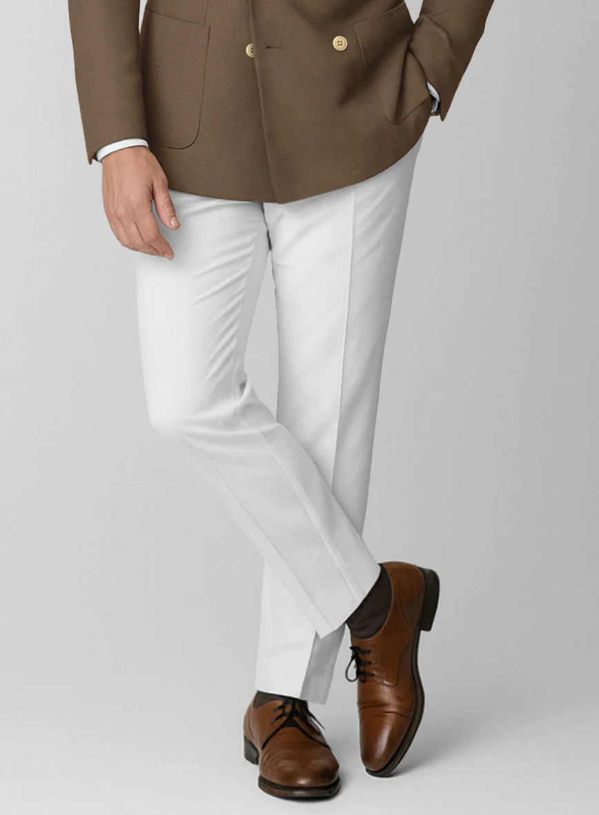 White Brown Cotton Double Breasted Suit - Image 4