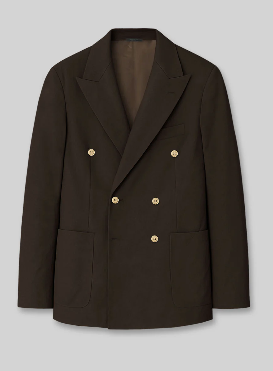 White Caffe Brown Cotton Double Breasted Suit - Image 2