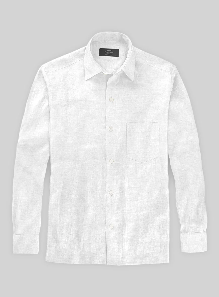 White Cotton Linen shirt - Image 2