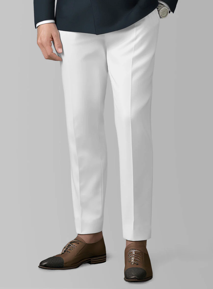 White Dark Blue Cotton Double Breasted Suit - Image 4
