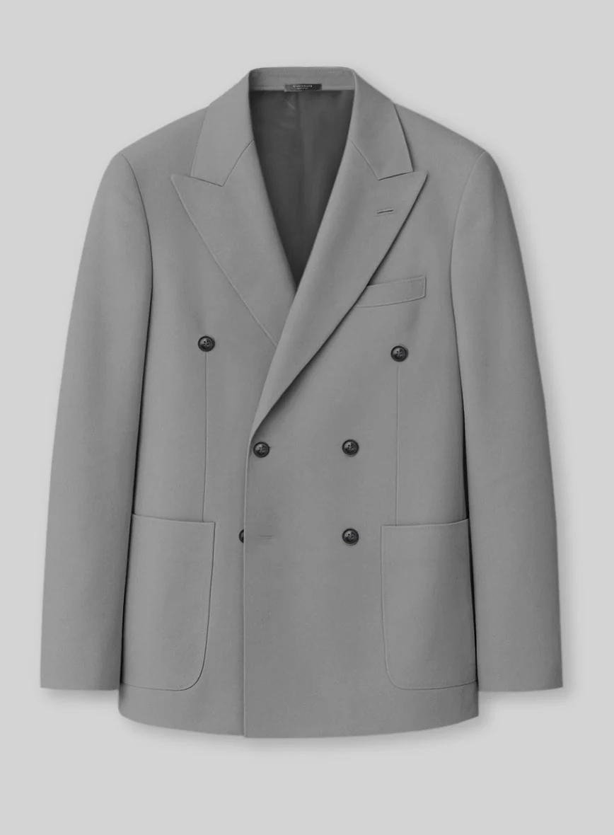 White Gray Cotton Double Breasted Suit - Image 2