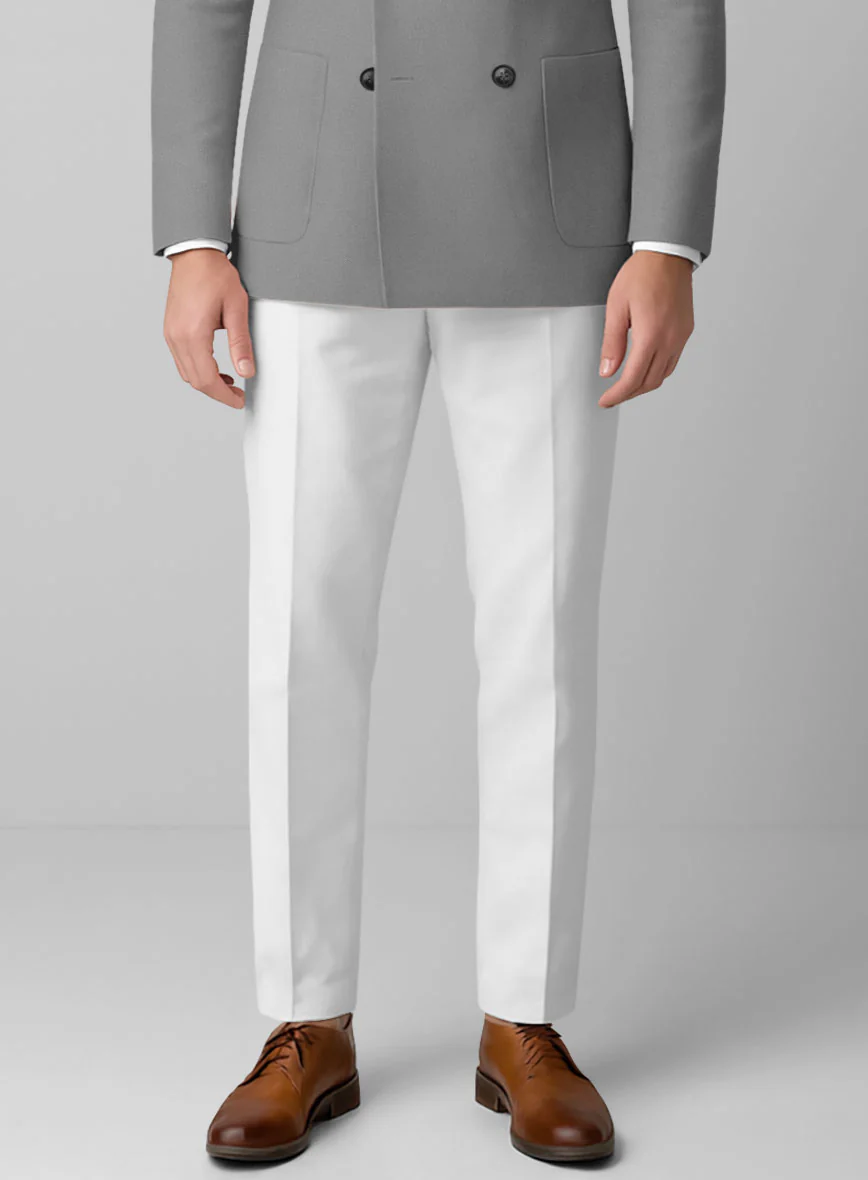 White Gray Cotton Double Breasted Suit - Image 4