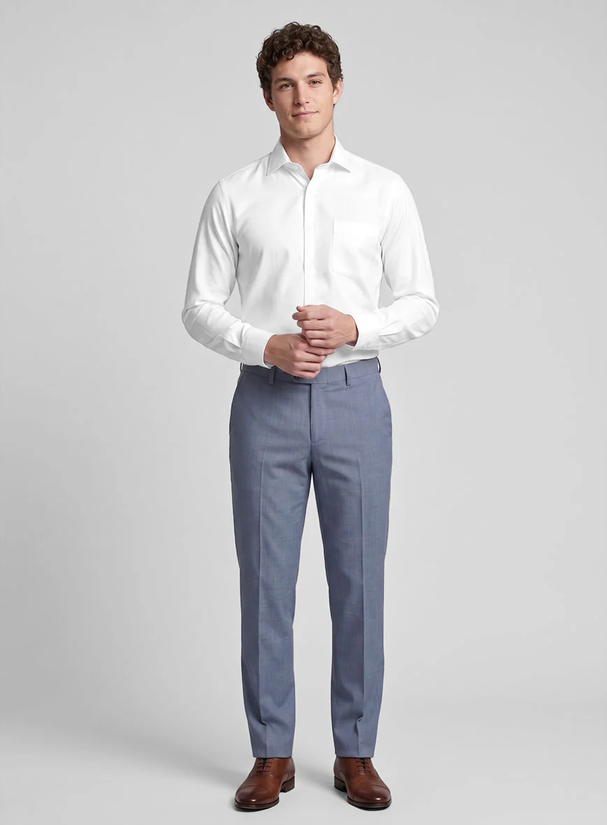 White Herringbone Cotton Shirt - Image 6