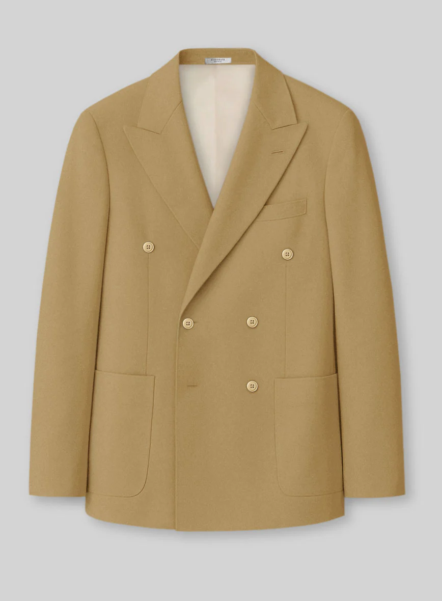 White Khaki Cotton Double Breasted Suit - Image 2