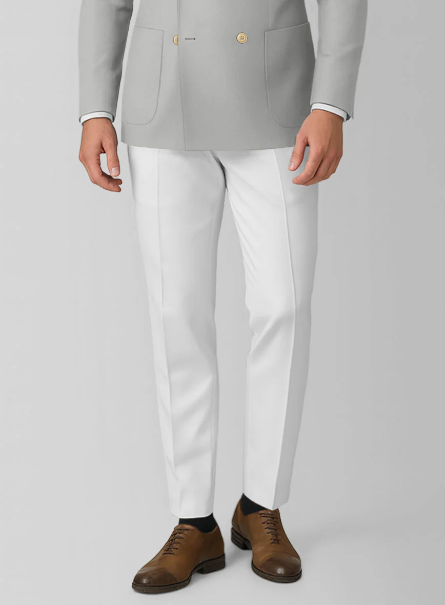 White Light Gray Cotton Double Breasted Suit - Image 4