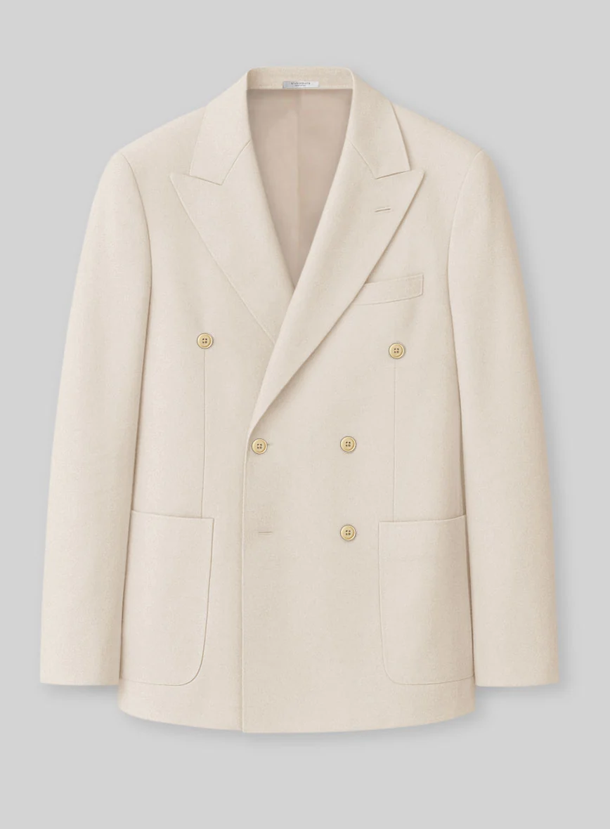 White Light Khaki Cotton Double Breasted Suit - Image 2