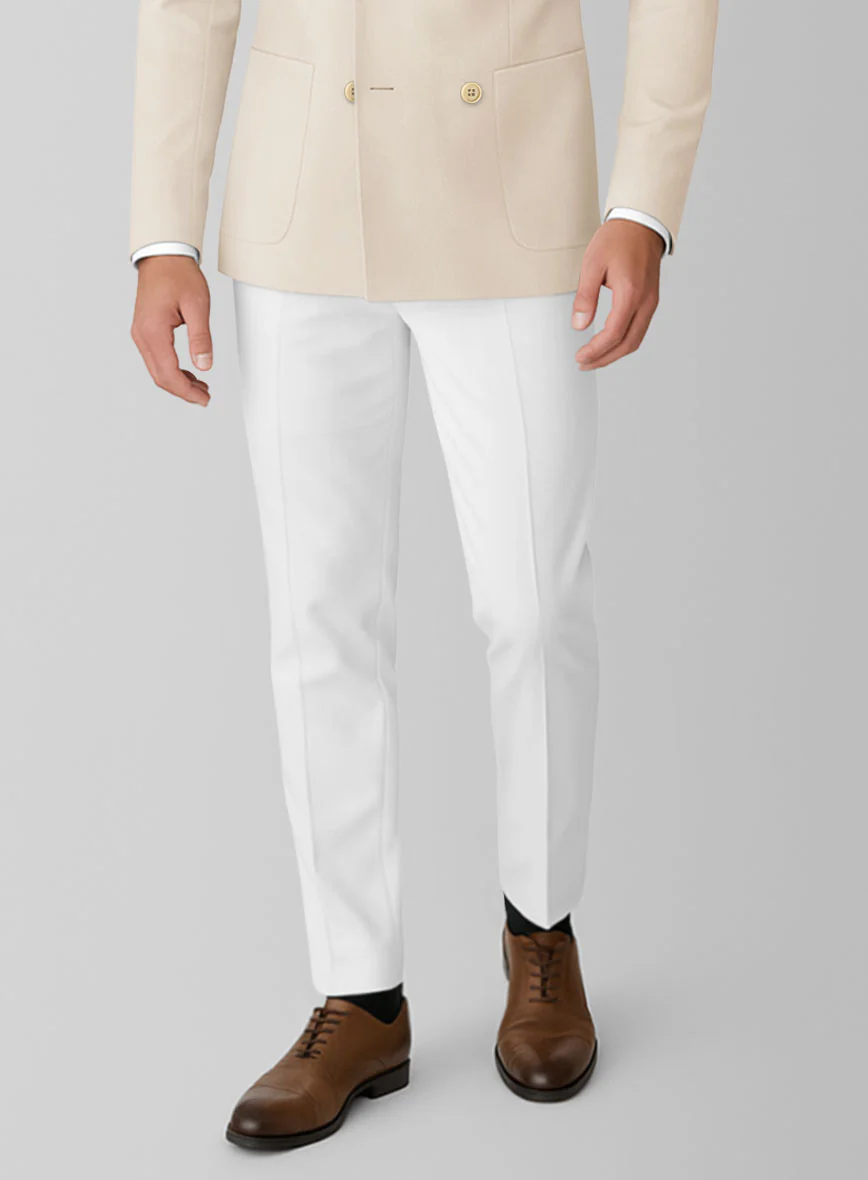 White Light Khaki Cotton Double Breasted Suit - Image 4