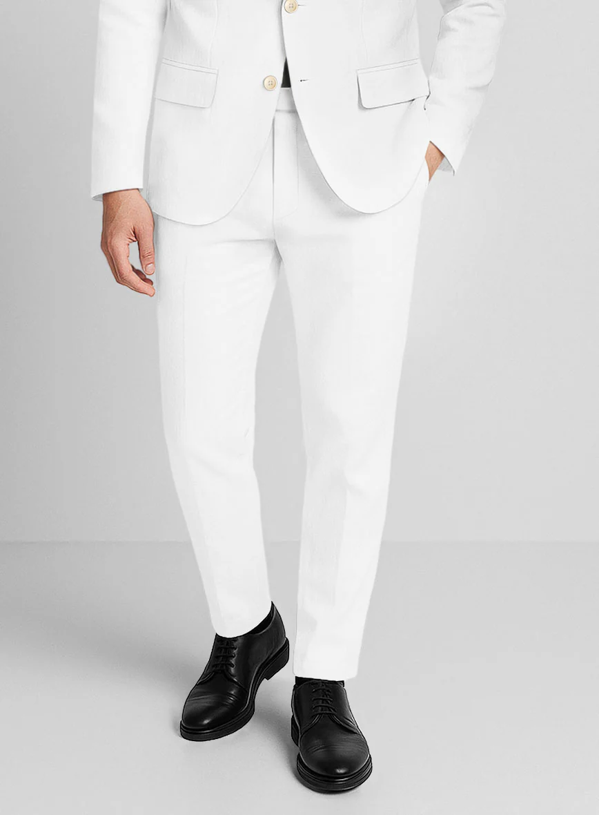 White Napoli Stretch Light Weight Cotton Pants - Image 2