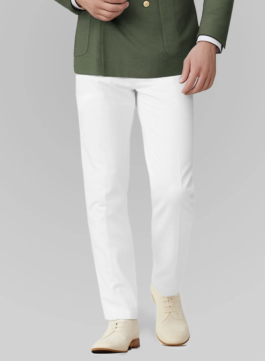 White Olive Green Cotton Double Breasted Suit - Image 4
