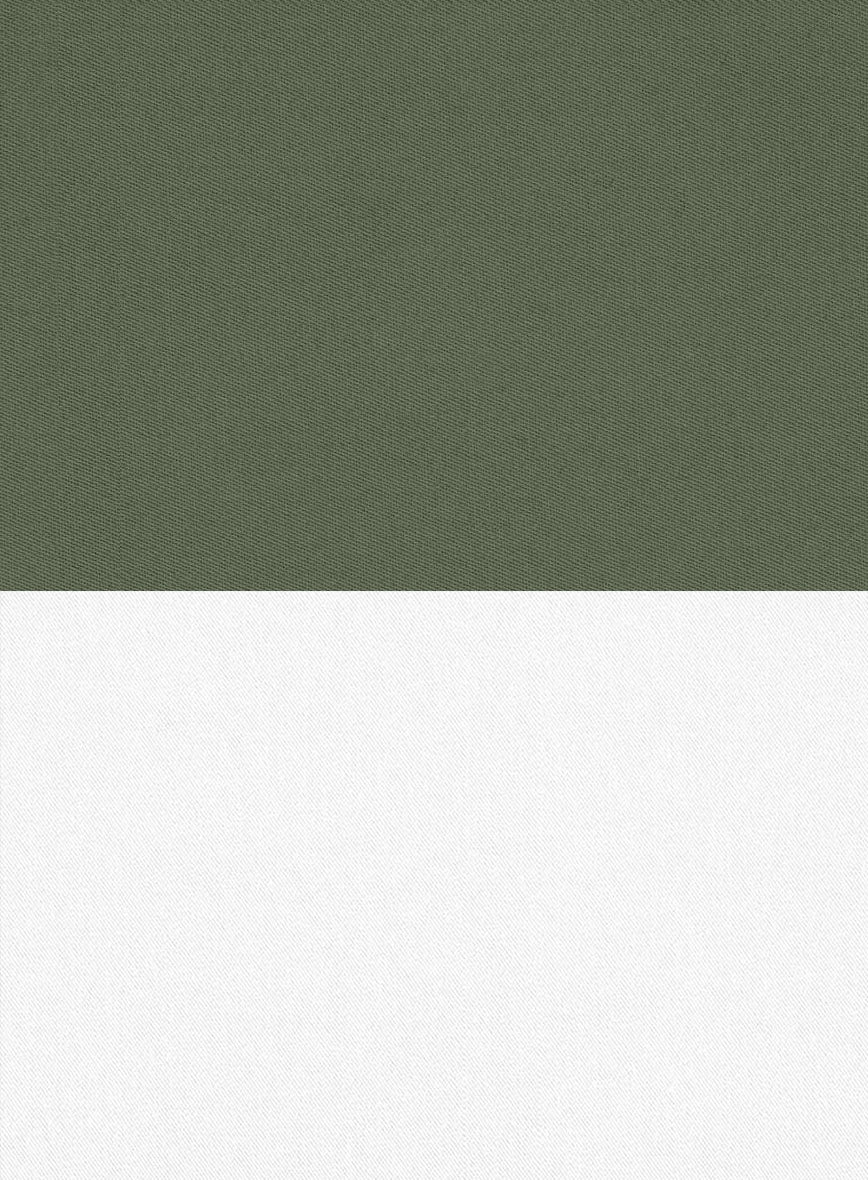 White Olive Green Cotton Double Breasted Suit - Image 5