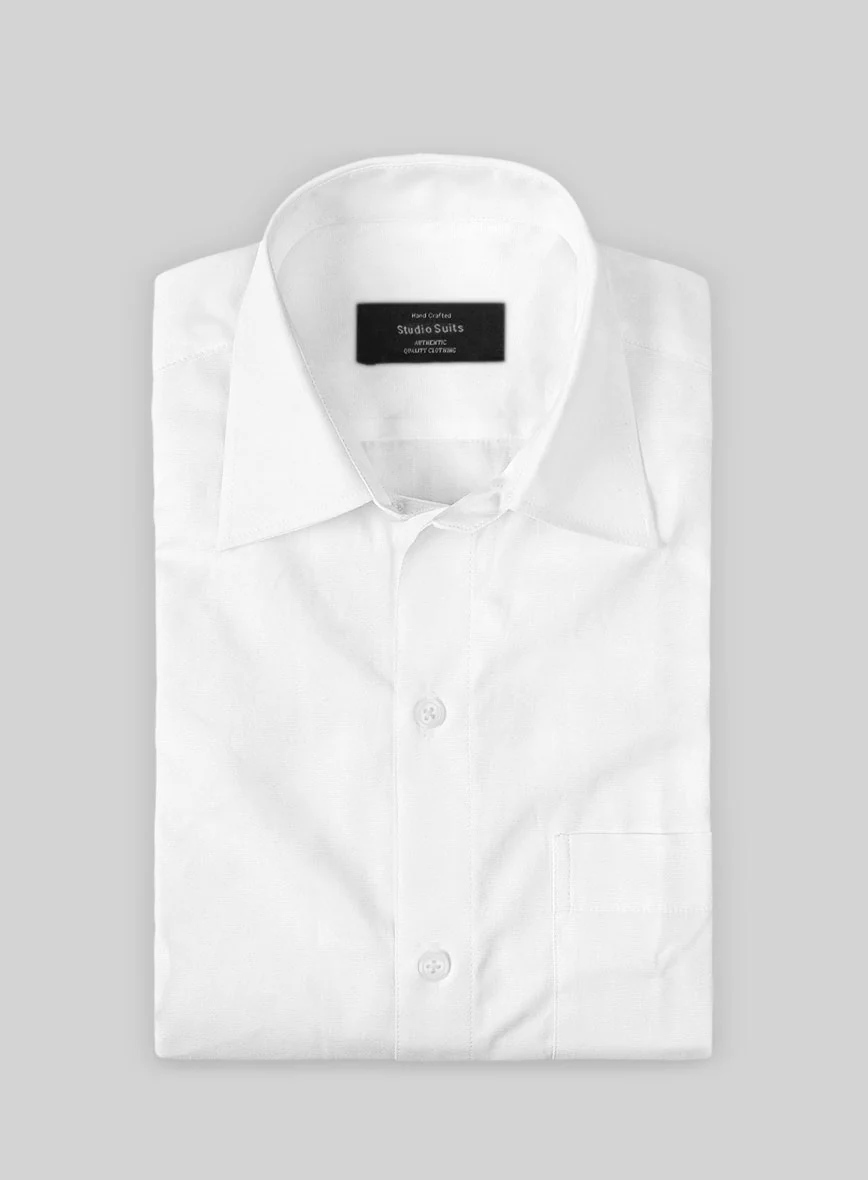 White Stretch Poplene Shirt - Image 3