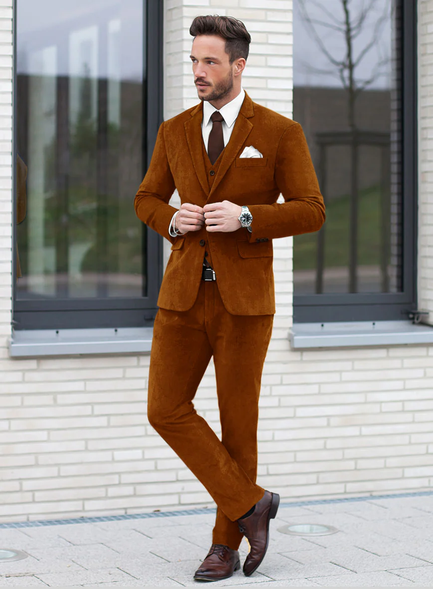 Windsor Tan Velvet Suit - Image 2