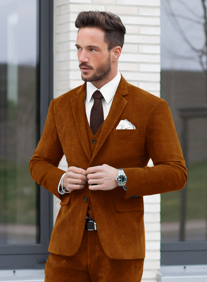 Windsor Tan Velvet Suit - Image 4