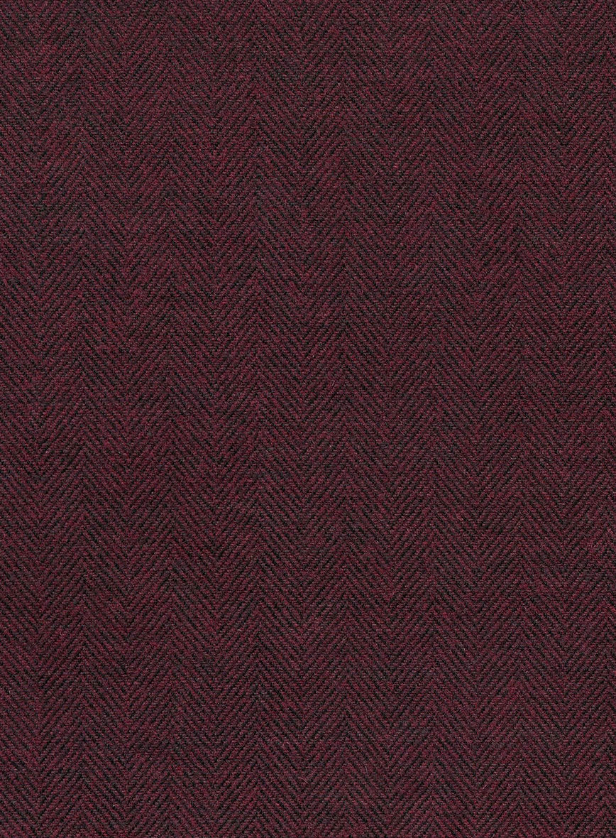 Wine Herringbone Tweed Pants - Image 4