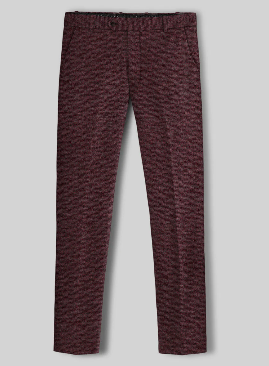 Wine Herringbone Tweed Suit - Image 6