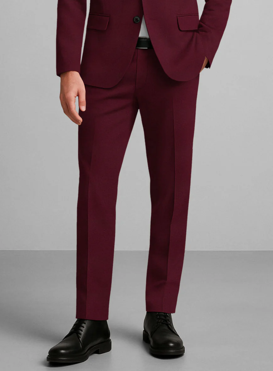 Wine Napoli Stretch Light Weight Cotton Pants - Image 2