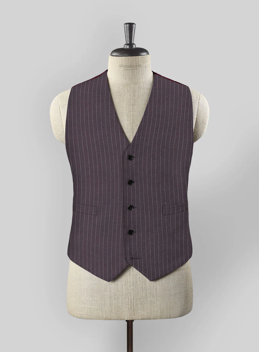 Wine Pinstripe Waist Coat - Image 2