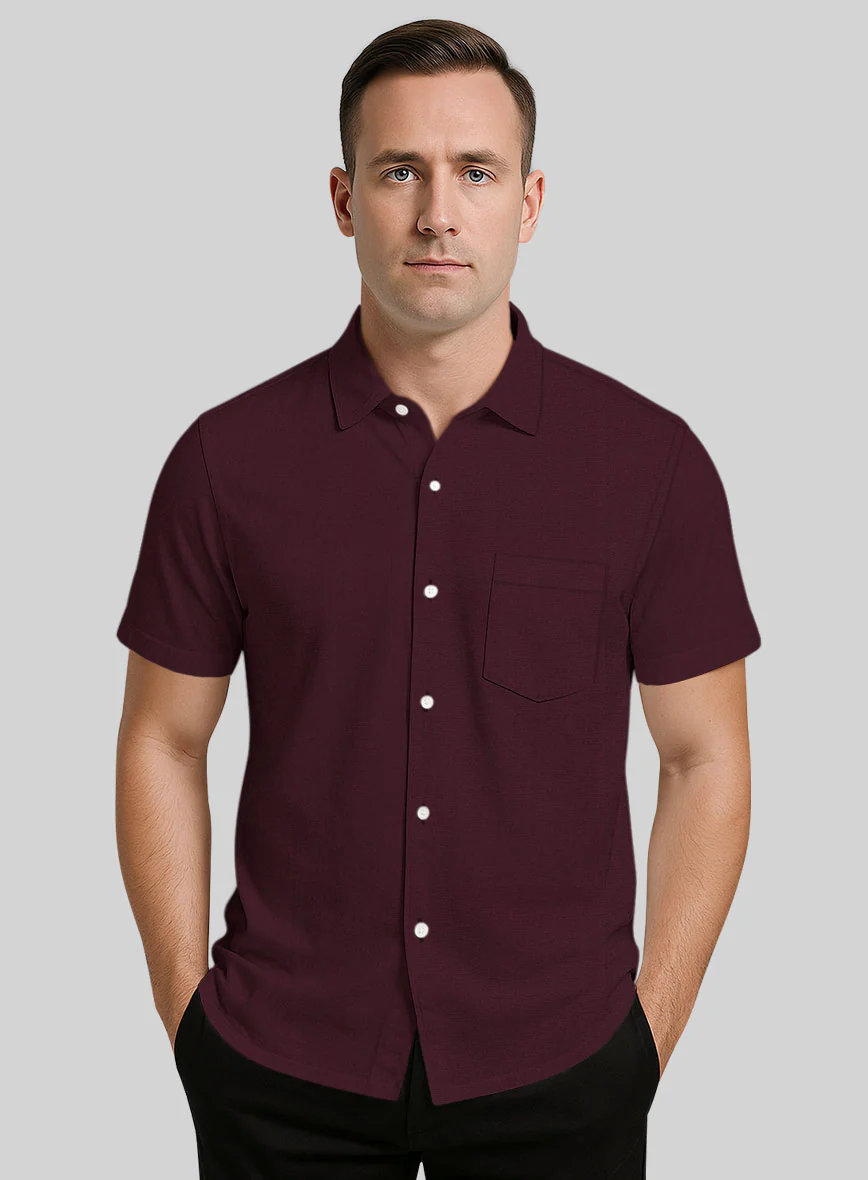 Wine Stretch Poplene Shirt - Image 3