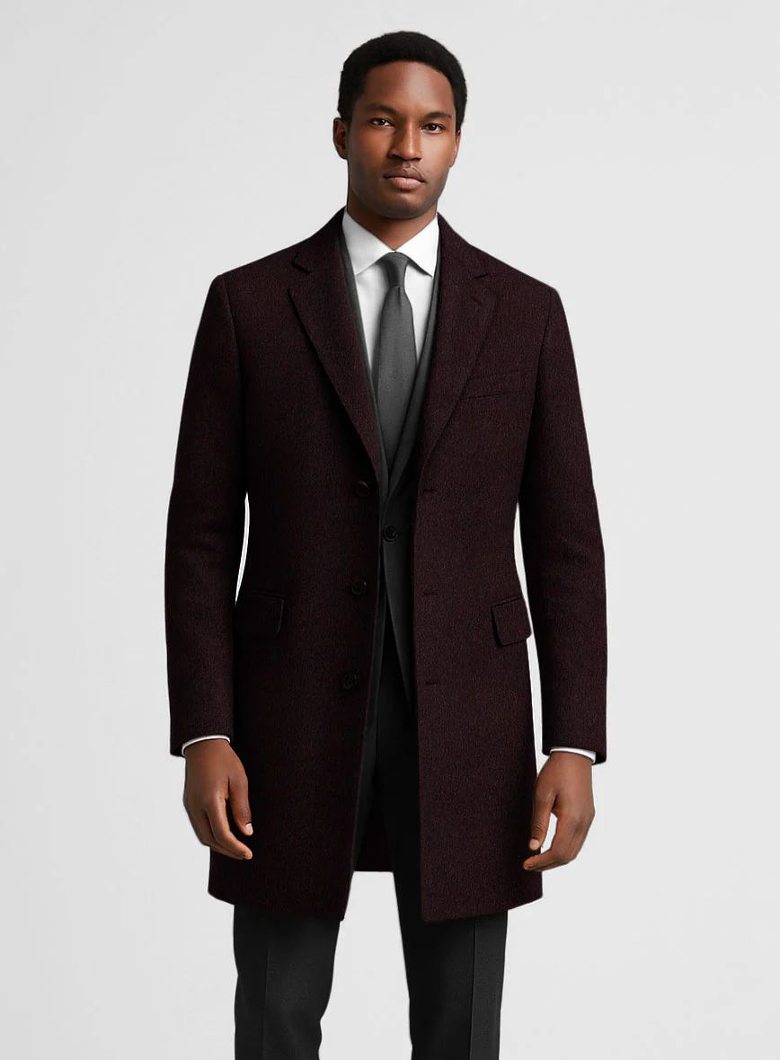 Wine Thick Wool Overcoat - Image 2