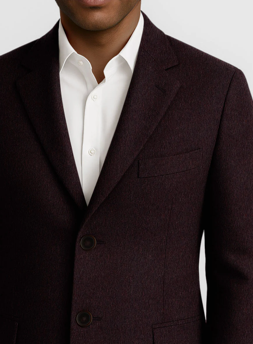 Wine Thick Wool Overcoat - Image 3