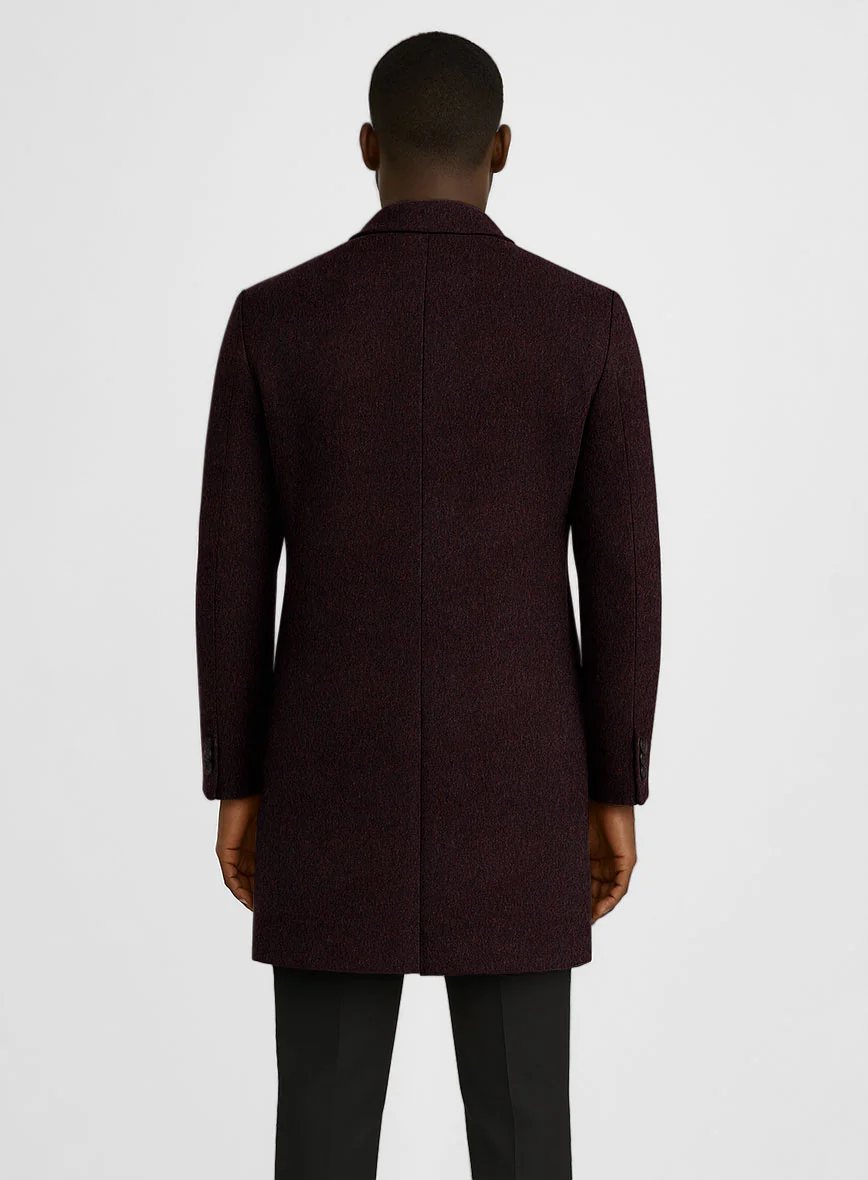 Wine Thick Wool Overcoat - Image 4