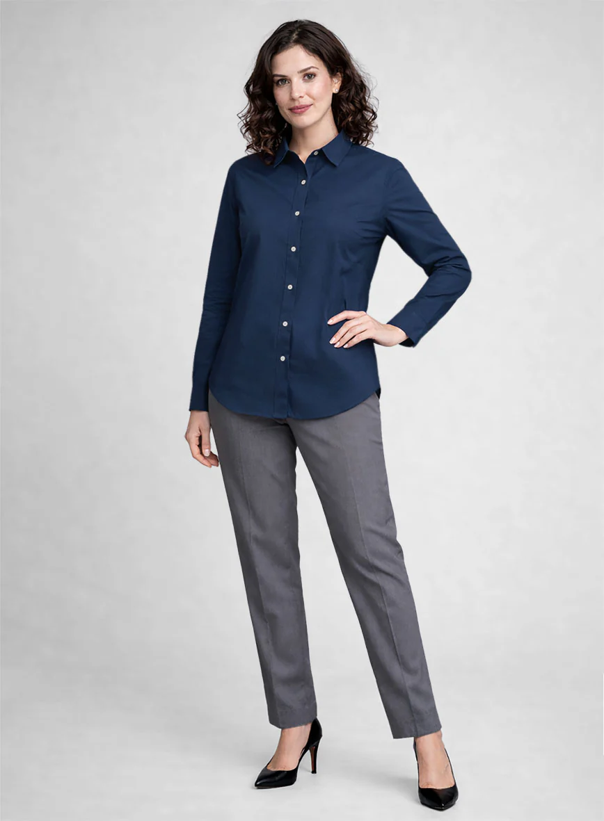 Women's Air Blue Stretch Poplene Shirt - Image 2