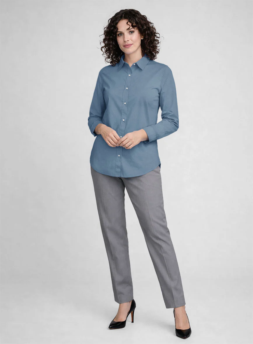 Women's Azure Blue Stretch Poplene Shirt - Image 2