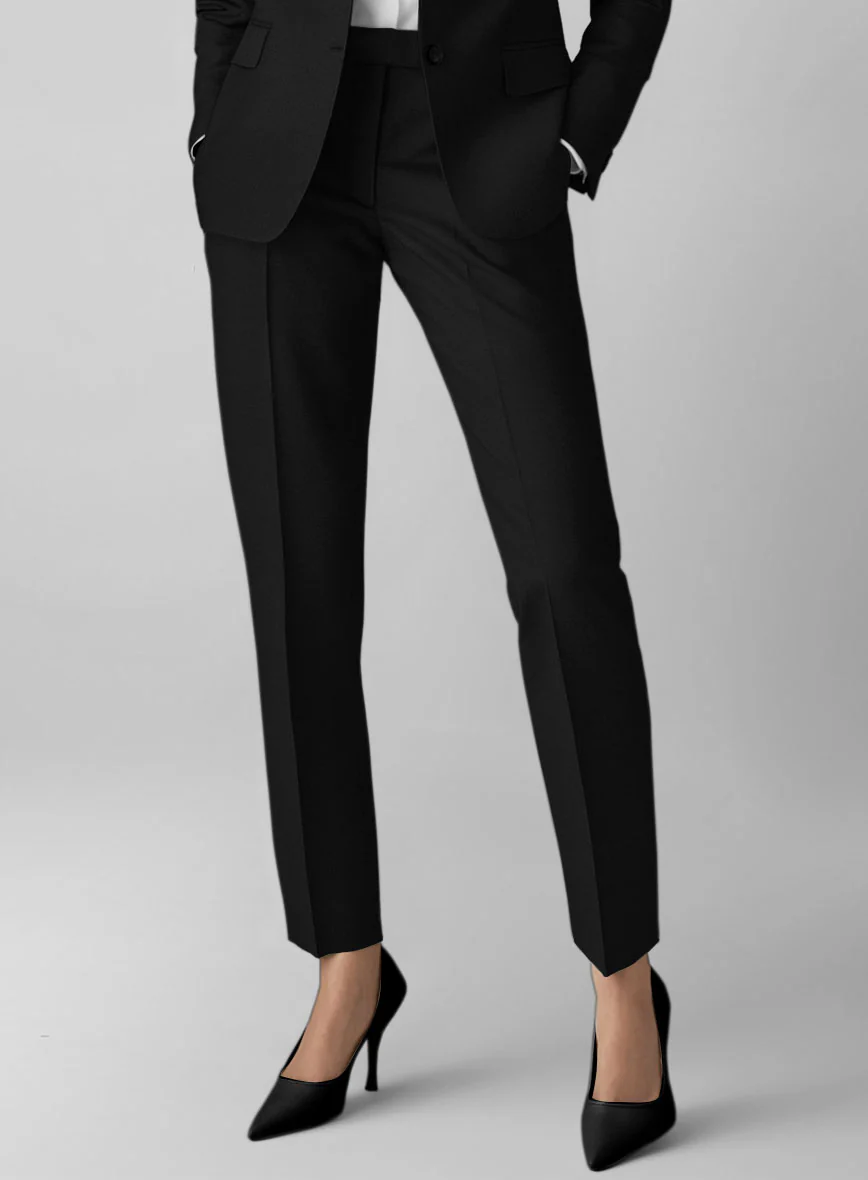 Women's Black Cotton Power Stretch Chino Suit - Image 3