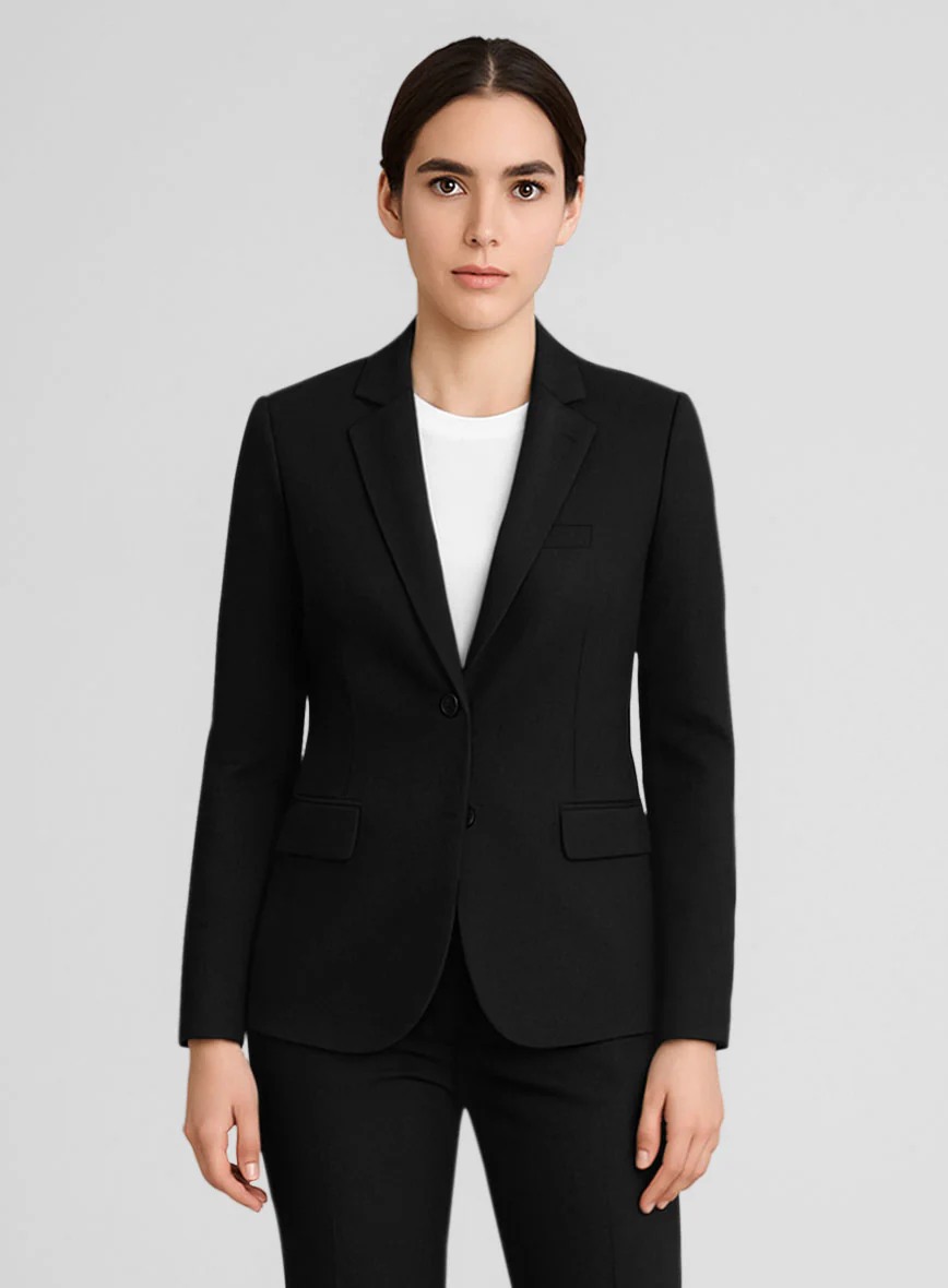 Women's Black Napoli Stretch Light Weight Cotton Suit - Image 2
