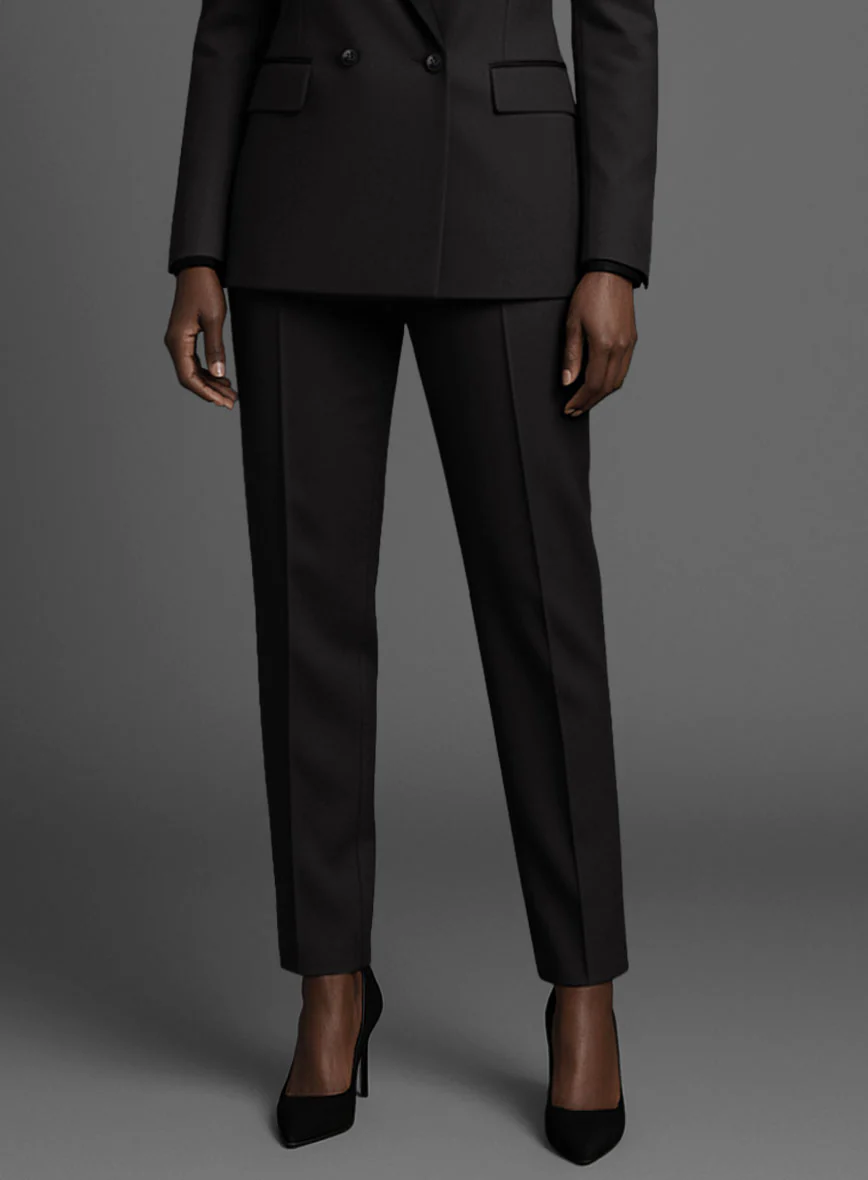 Women's Black Smoking Double Breasted Tuxedo Suit - Image 4