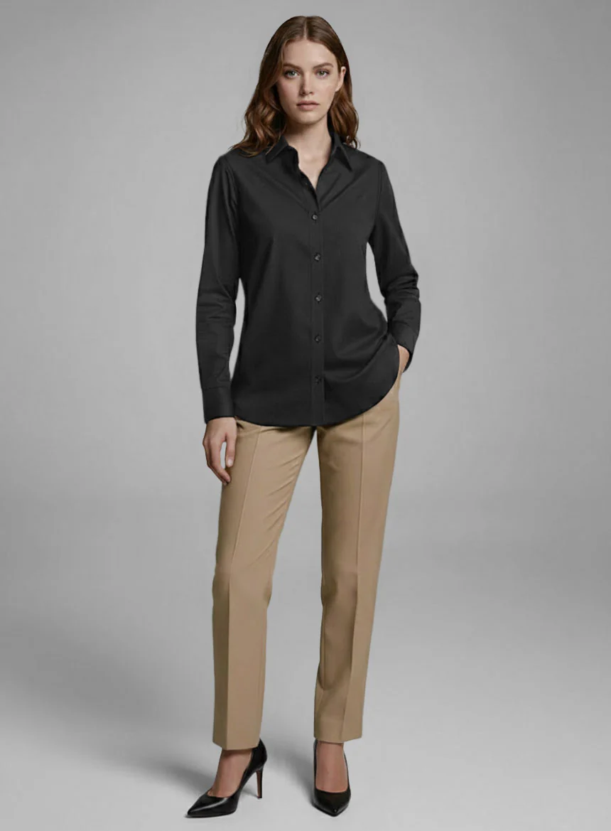 Women's Black Stretch Poplene Shirt - Image 2