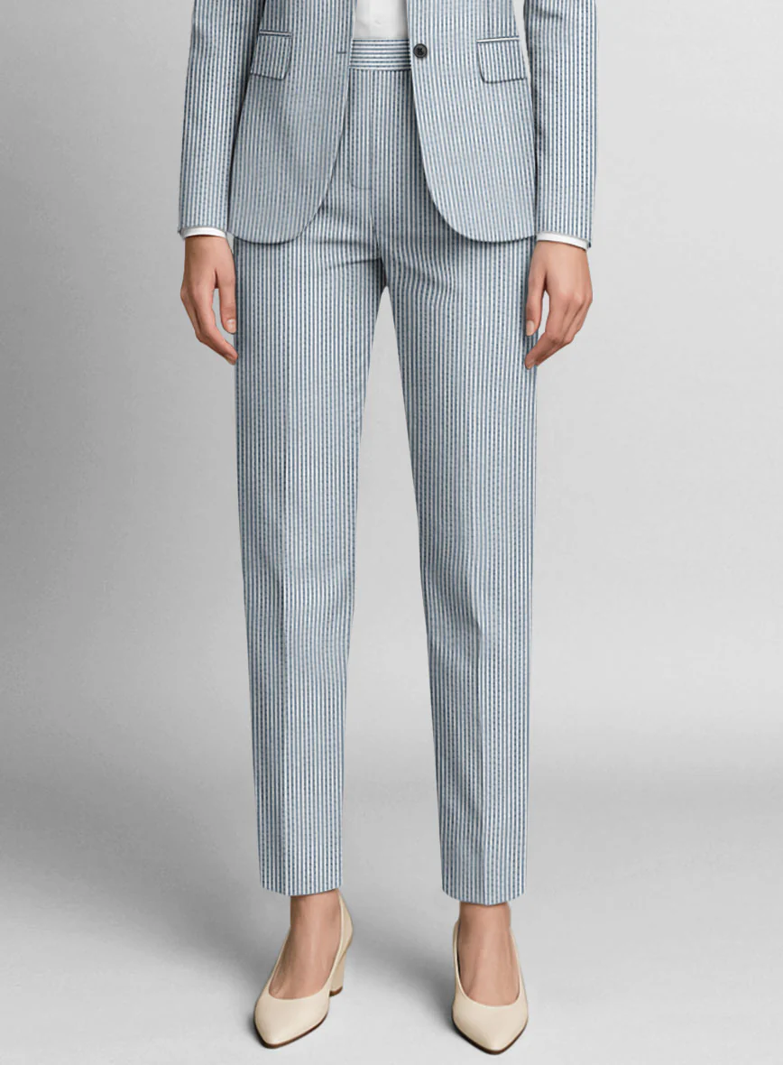 Women's Blue Seersucker Suit - Image 3