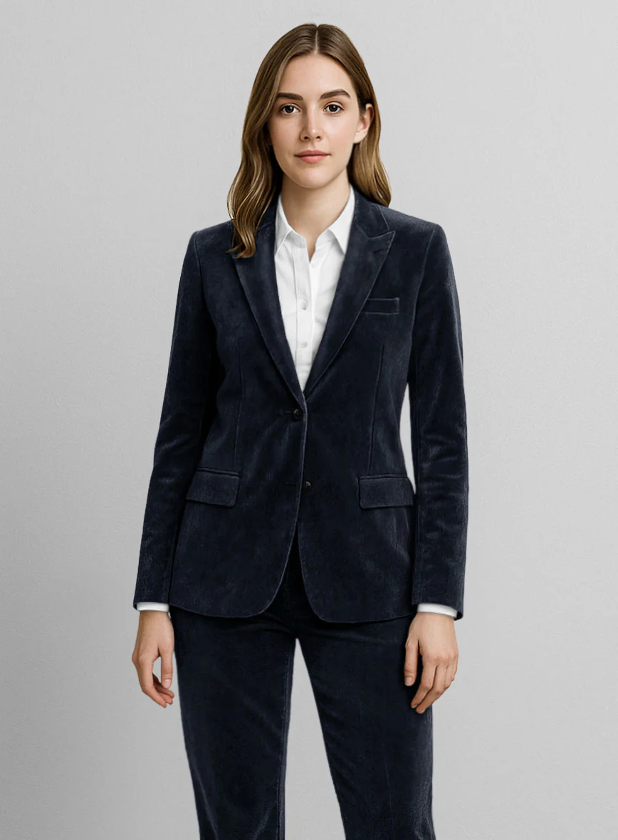 Women's Blue Velvet Suit - Image 2
