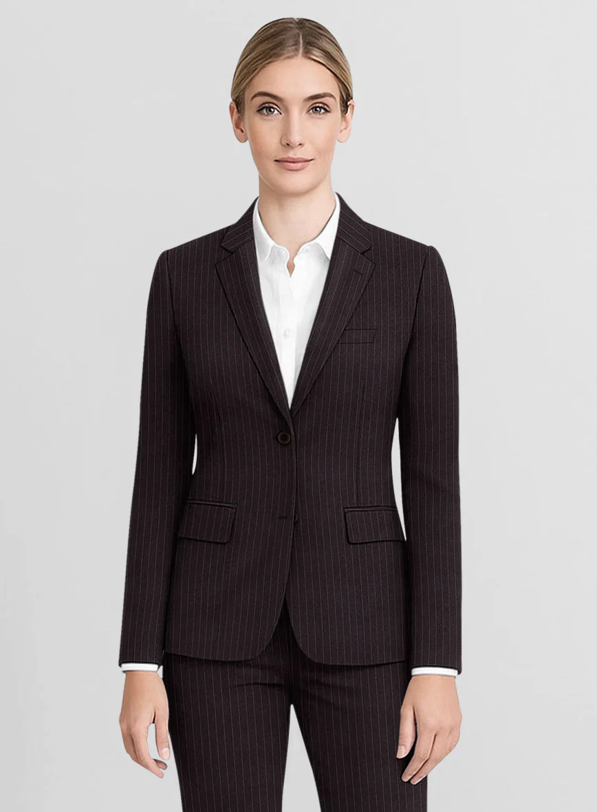 Women's Brown Pinstripe Suit - Image 2