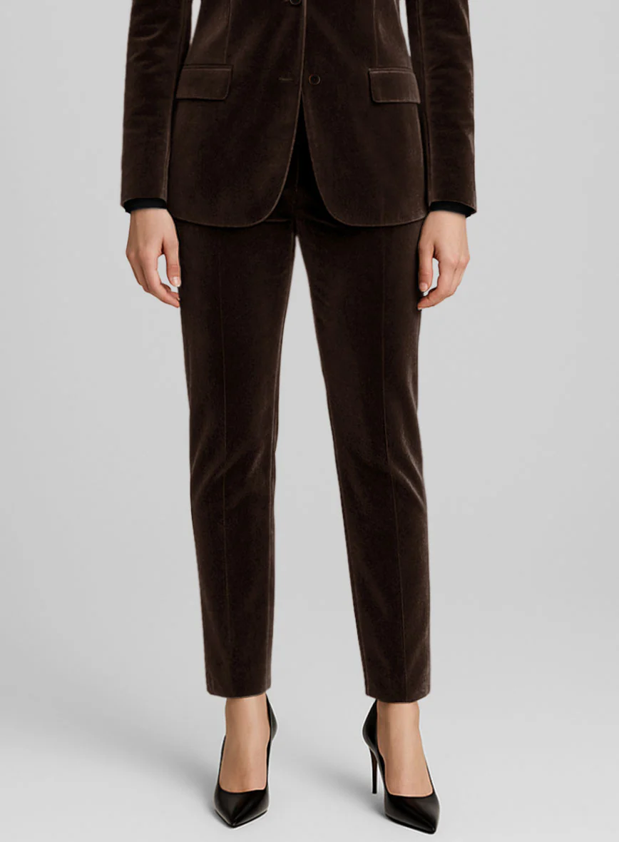 Women's Brown Velvet Suit - Image 3