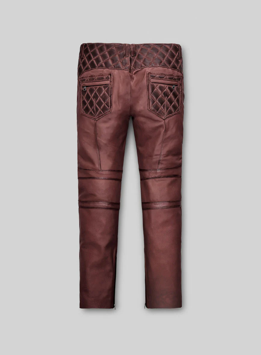 Women's Celestine Burnt Maroon Leather Pants - Image 2