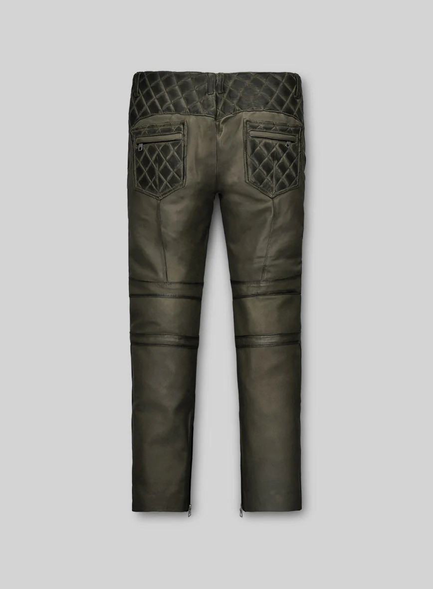 Women's Celestine Burnt Olive Leather Pants - Image 2