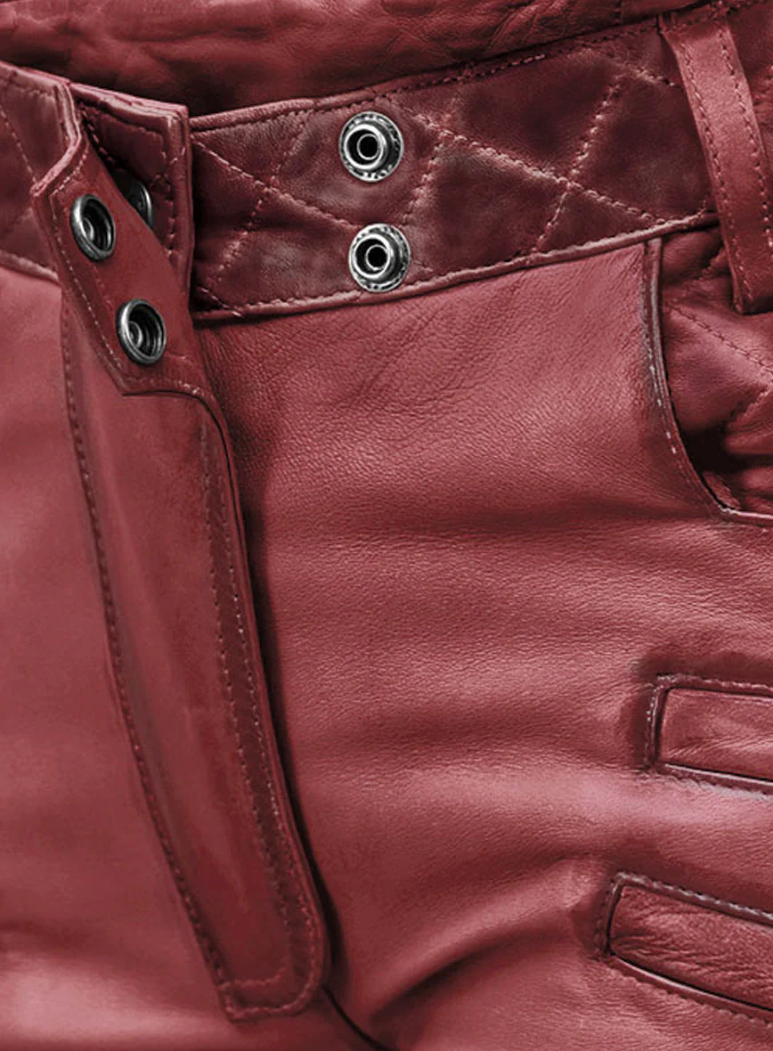 Women's Celestine Burnt Red Leather Pants - Image 3