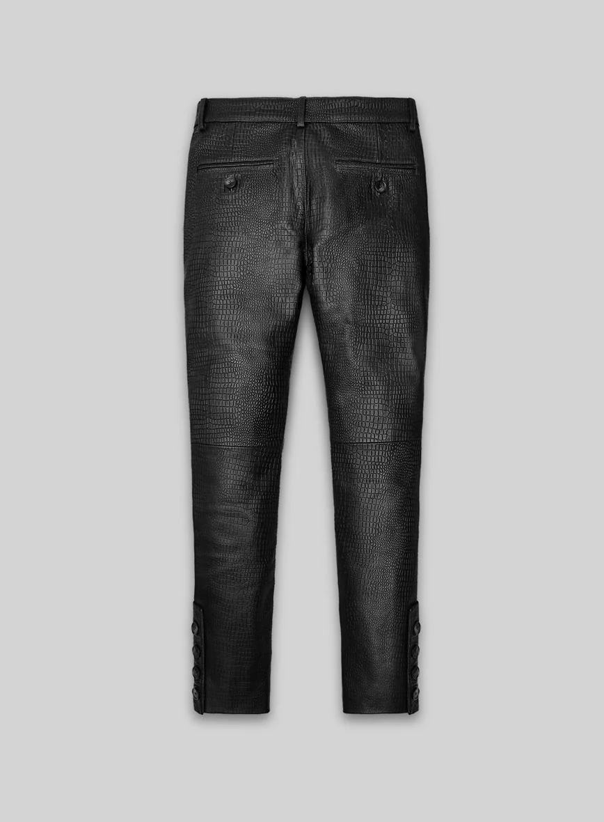 Women's Crocodile Black Zephyr Leather Pants - Image 6
