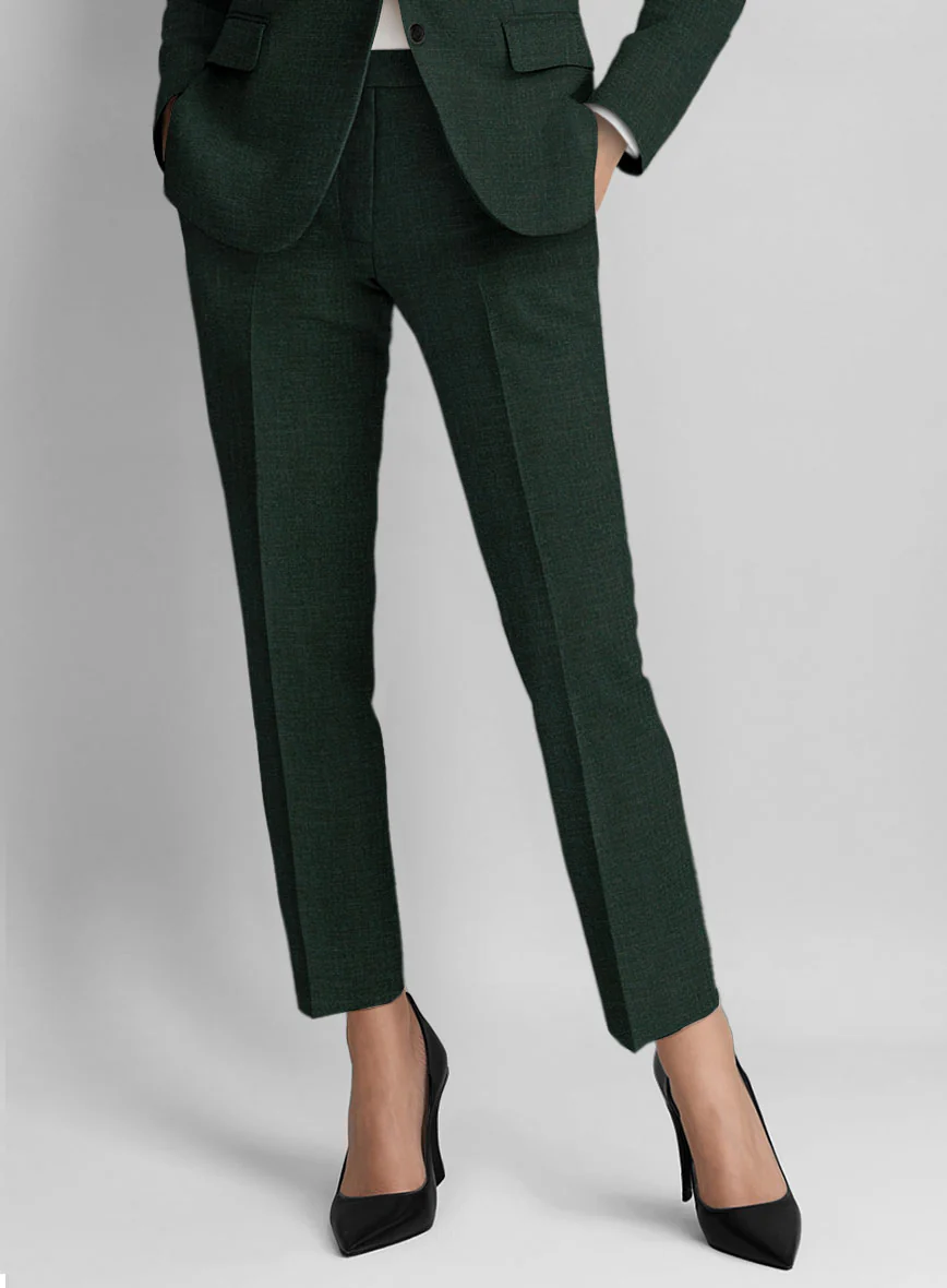 Women's Dark Bottle Green Linen Suit - Image 3