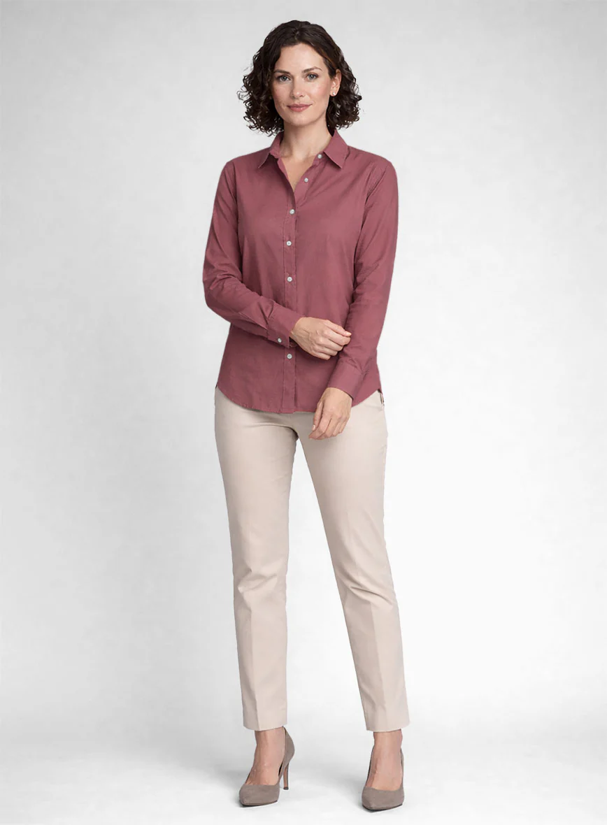 Women's Dark Rose Stretch Poplene Shirt - Image 2
