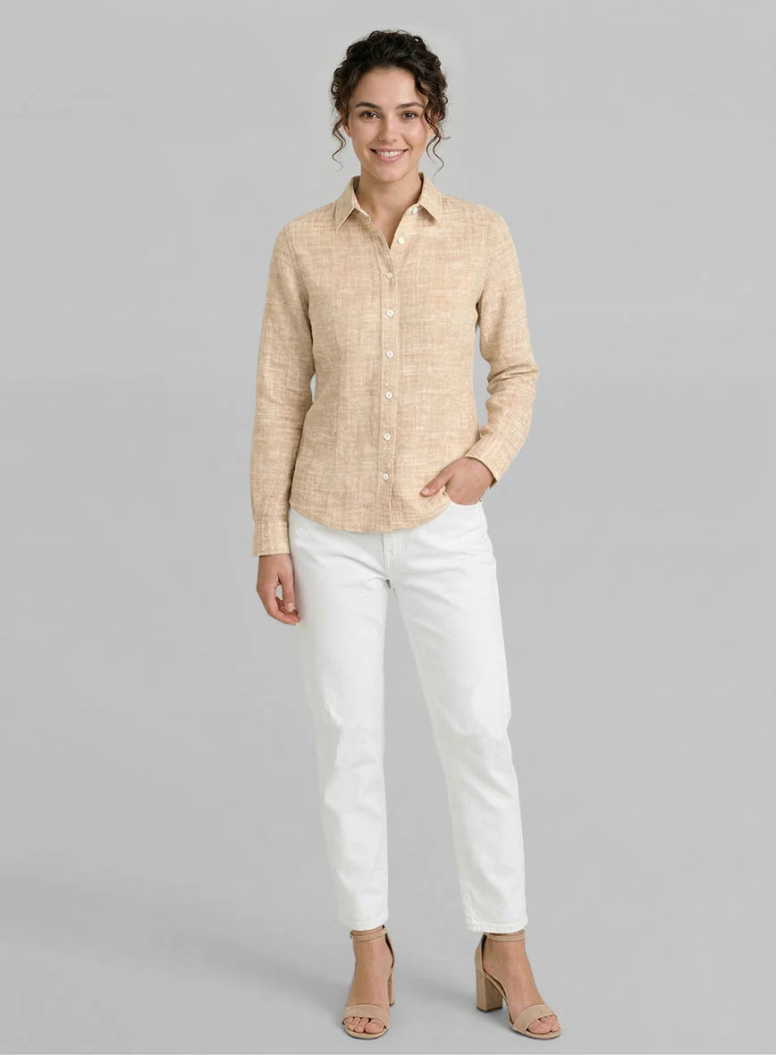 Women's European Light Brown Shirt - Image 2